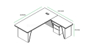 shop drawing of 8 feet office table with side return