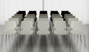 white, gray and black cafeteria chairs with chrome legs