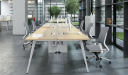 office with linear modular workstations and chairs