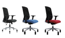 office chairs with colorful fabric seats