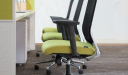 office chairs with yellow fabric seat and black mesh