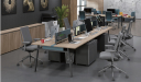 office with oakwood finish modular workstation and chair