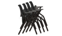 black training chairs folded and stacked