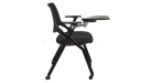 training chair in black mesh, cushioned seat and writing tablet