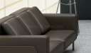 three seater brown leather office sofa close up