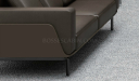 brown leather modern office sofa with metal legs