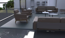 brown leather single seater office sofas in lounge area