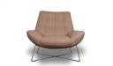 stylish lounge chair in beige leather and steel legs