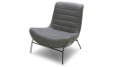 lounge chair in carbon gray leather with black metal legs