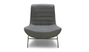 lounge chair in gray leather and black metal legs