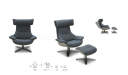 reclining lounge chair and ottoman in fabric with dimensions