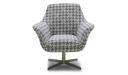 fabric upholstered lounge chair with swivel base