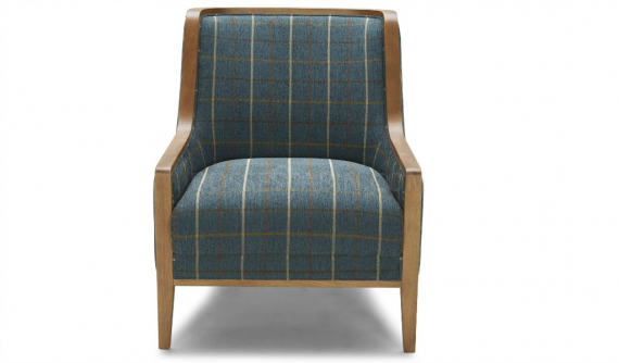 classic lounge chair in fabric upholstery with solid wood frame