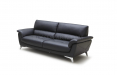 black leather sofa with stainless steel legs