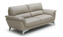 office sofa in beige leather with steel base