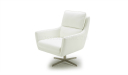 revolving lounge chair in white leather and swivel base