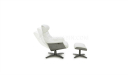 recliner lounge chair with foot stool in white leather