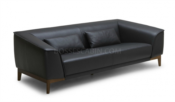 two seater office sofa in black leather