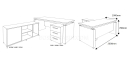 shop drawing of office table and side cabinet in dark oak veneer