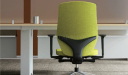 office chair in green fabric back view