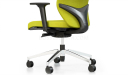 office chair in green fabric upholstery with adjustable armrests