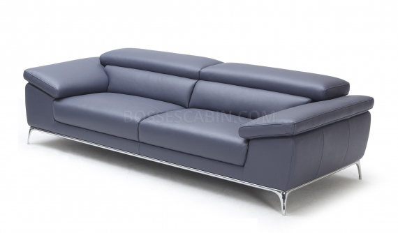 three seater office sofa in blue leather