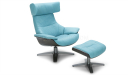 lounge chair and ottoman in acqua blue leather