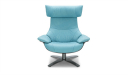 lounge chair in acqua blue leather and gray steel base