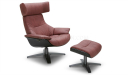 reclining lounge chair and ottoman in wine red leather