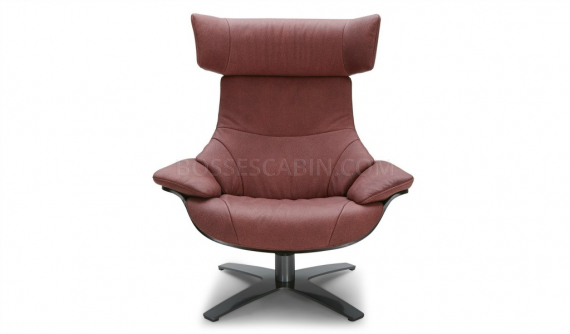 a reclining lounge chair in wine red leather