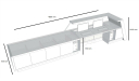 shop drawing of large reception table with dimensions