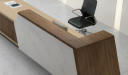 reception table counter with black chair