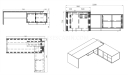 shop drawing of Mary 8.5 feet office table with side cabinet