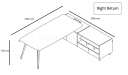 shop drawing of 8 feet office table with side cabinet on the right