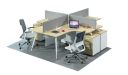 4 seater modular desking system in maple laminate finish