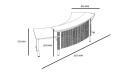 6.5 feet curved reception table drawing with dimensions