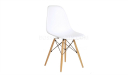 DSW cafeteria chair with white PP seat shell and beech wood legs