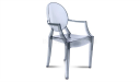 ghost cafeteria chair in transparent acrylic with armrests