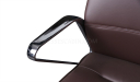 brown leather office chair with stainless steel armrests