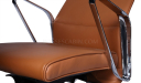 office chair in premium tan leather finish with stainless steel arms