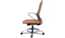 office chair in tan leather and stainless steel arms