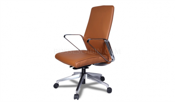 premium office chair in tan leather