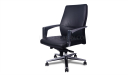 medium back office chair in black leather and steel base