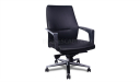 medium back office chair in leather with steel armrests