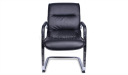black PU leather visitor chair with sled base