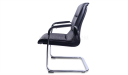 visitor chair in black pu leather and steel sled base