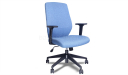 medium back office chair with blue fabric upholstery