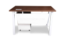 small office desk with privacy panel under the desk top