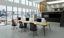 office with linear workstation system with chairs