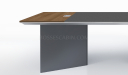 modern meeting table with wood and leather top